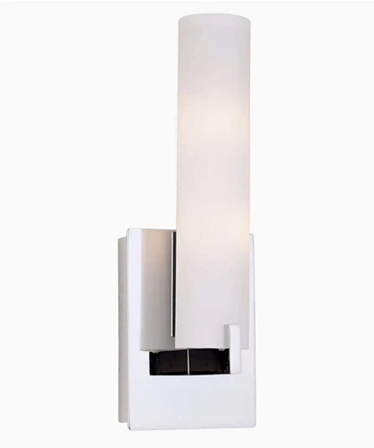 George Kovacs Chrome Tube Light Bath Wall Sconce -Etched Opal Glass P5040-077 - Picture 8 of 9