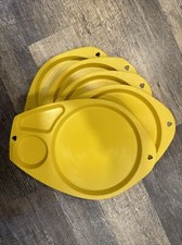 Lot of 5 Vintage Divided Melamine Plastic Lunch Trays Plate Camping Kids Yellow