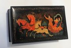 PALEKH MINIATURE RUSSIAN LACQUER BOX TROIKA by LISIN — photo 1