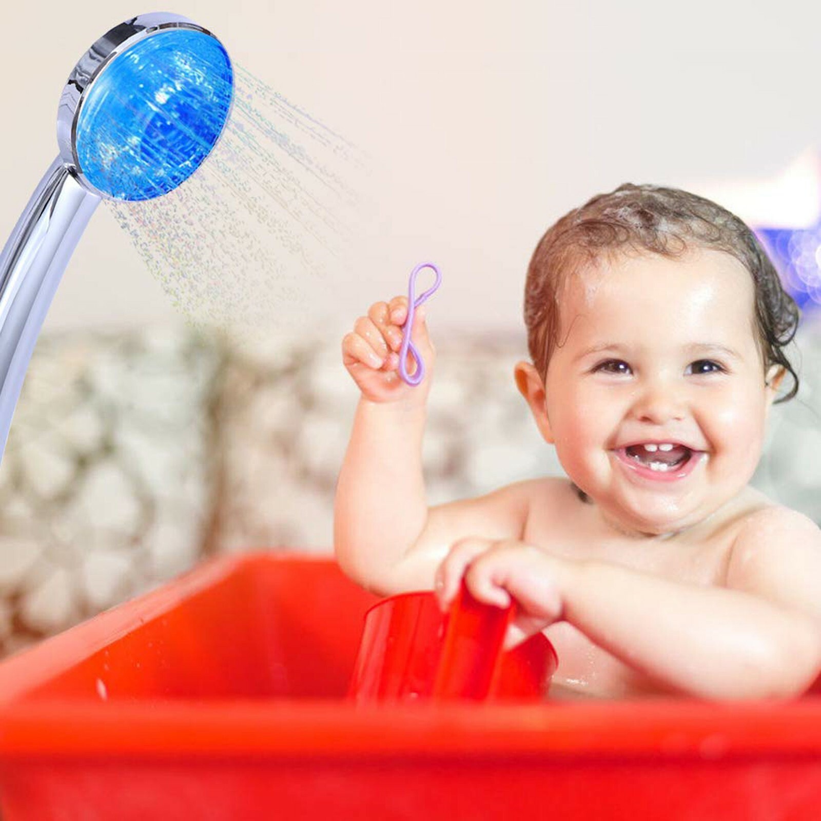 Colorful SelfChanging Color Gift Round Temperature Control LED Shower