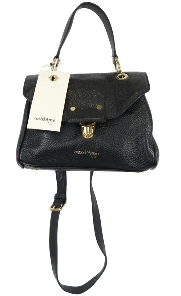 Ottodame Tasche Damen One Größe Umhängetasche Griff Maserung Look Leder Schwarz - Bild 4 von 4