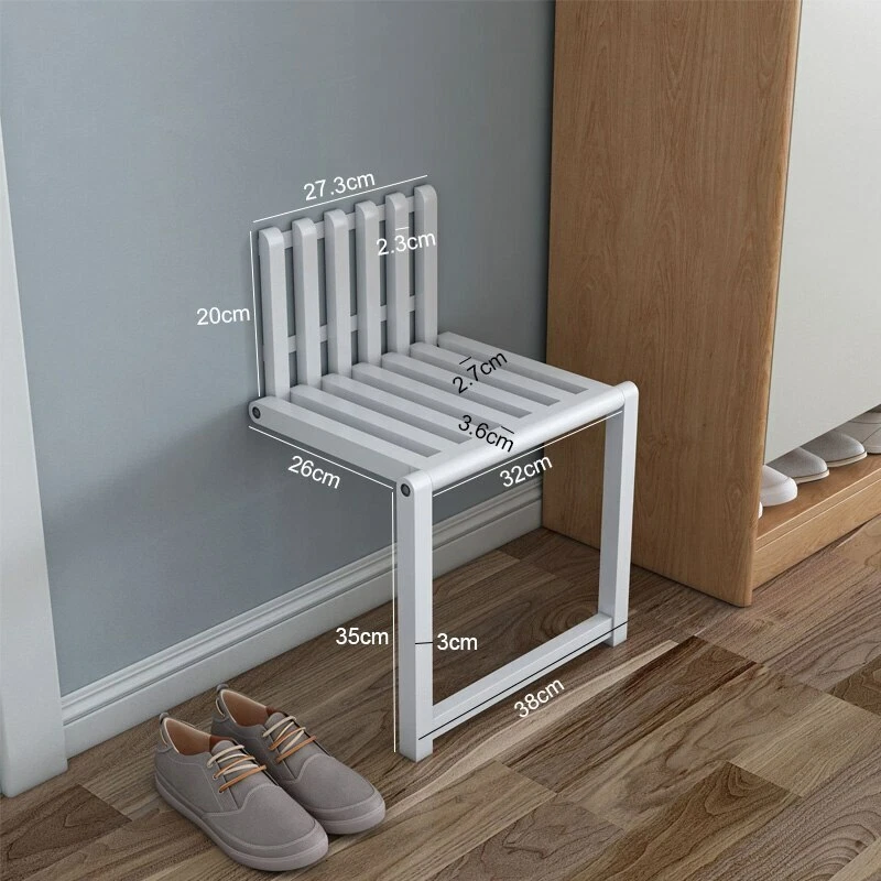 folding stool wall mounted hidden shoe changing solid wood fold bathroom stool