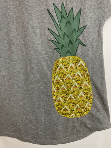 Anthropologie Maeve Shirt Dress Gray Embroidered Pineapple XS Art to Wear Casual - Picture 3 of 12