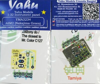 A6M2 ZERO NAKAJIMA GREEN PE, 3D, COLORED INSTRUMENT PANELS to TAMIYA #3234 YAHU