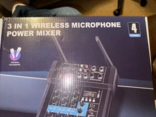 Aveek 200W Powered Amplifier Audio Mixer 4 Channel Sound Mixer With mics