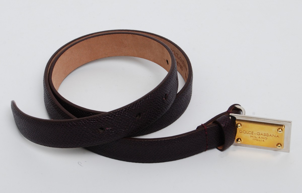 Dolce&Gabbana Women Purple Dress Belt 100% Leather Logo