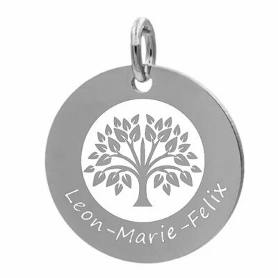 SILBERPOINT Gravur Platte Lebensbaum mit Kette-925er Sterling Silber-Inkl. Pers. Gravur