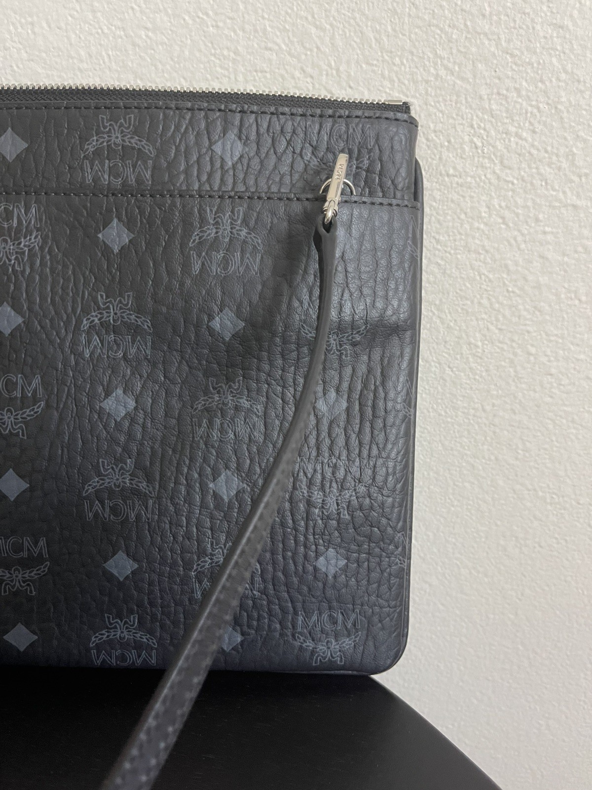 MCM Visetos Original Crossbody Pouch Monogram Canvas Clutch Bag Black Authentic image 7