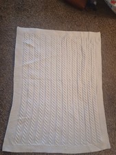 Pottery Barn Kids Cable Knit Baby crib Throw Blanket Ivory 33" x 35 unisex