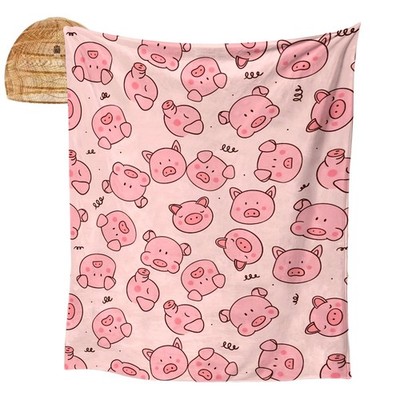 A soft and warm blanket with a cute and creative pig pattern.