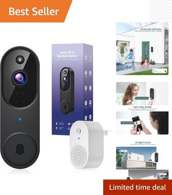 1080p Video Doorbell Camera Wireless with Chime, AI Human Detection, 2-Way Audio
