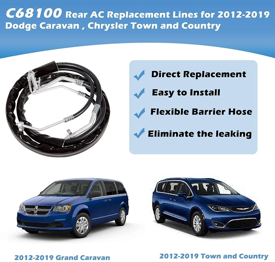 For 2012-2019 Dodge Grand Caravan Rear AC Line Set Air Conditioning Hoses C68100 - Image 3 of 4