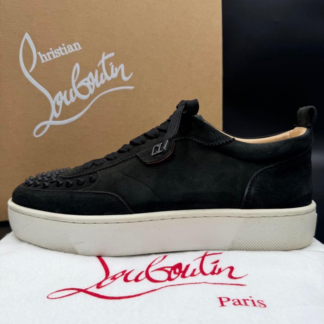 Christian Louboutin Happyrui Spikes Sneakers EU41.5 UK7.5 US8.5 Black Suede Men