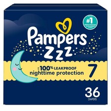 Pampers ZZZ Overnight Diapers, Size 7 26-50 lbs , 36 Count, Nighttime