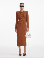 self-portrait - Brown Textured Knit Midi Dress - Size L - MSRP $595 - NWT