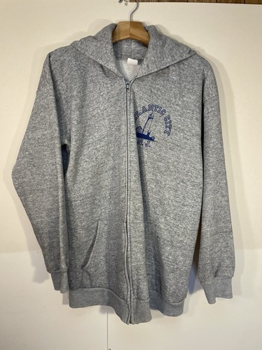 Vintage 70s Zip Up Hoodie Size XL Atlantic City New Jersey USA Made Gray Gym - Picture 10 of 14