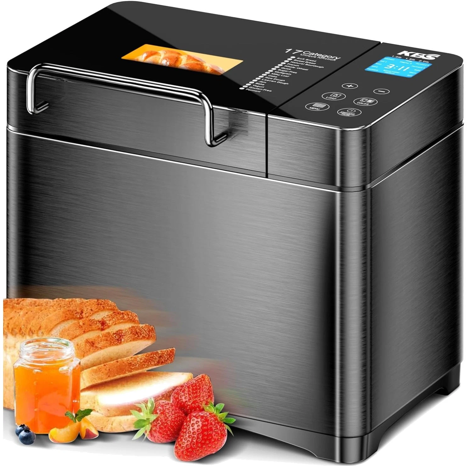 17-in-1 Bread Machine, Healthy Ceramic Pan, Nut Dispenser