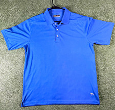 Callaway Atmungsaktives Herren Poloshirt XL Blau Solid Logo Golf Kurzarm
