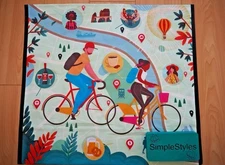 Friends / Couple Bike Riding Neighborhood Reusable Gift Shopping Bag NWT   