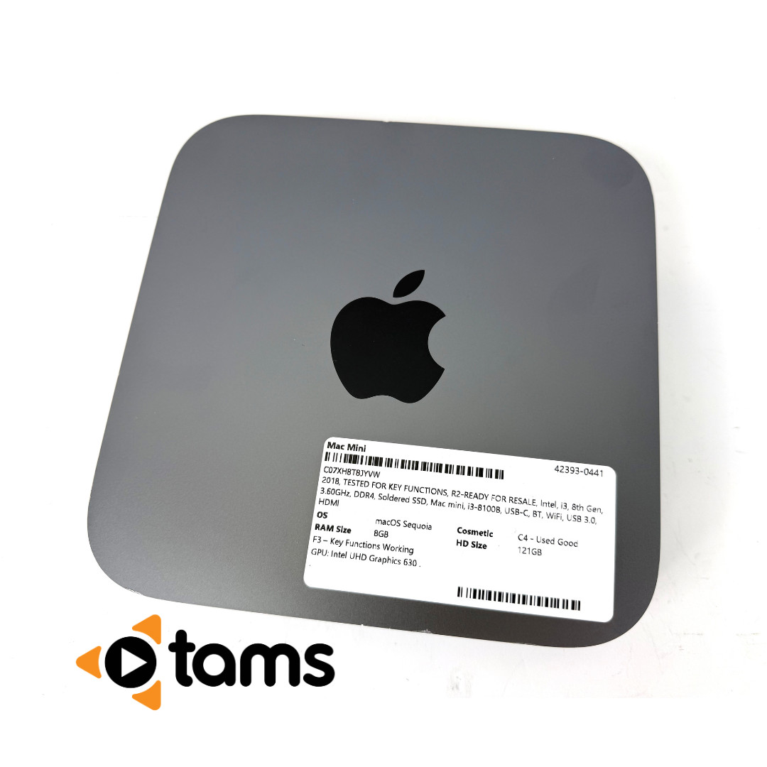 Apple Mac Mini 2018 A1993 i3-8100B 3.6GHz 8GB DDR4 121GB SSD Sequoia 