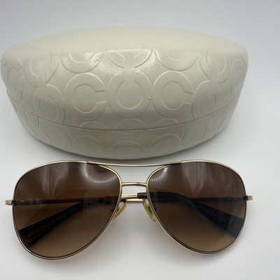 COACH L915 JACLYN HC 7028 AVIATOR GOLD DARK TORTOISE METAL SUNGLASSES 59-13-135