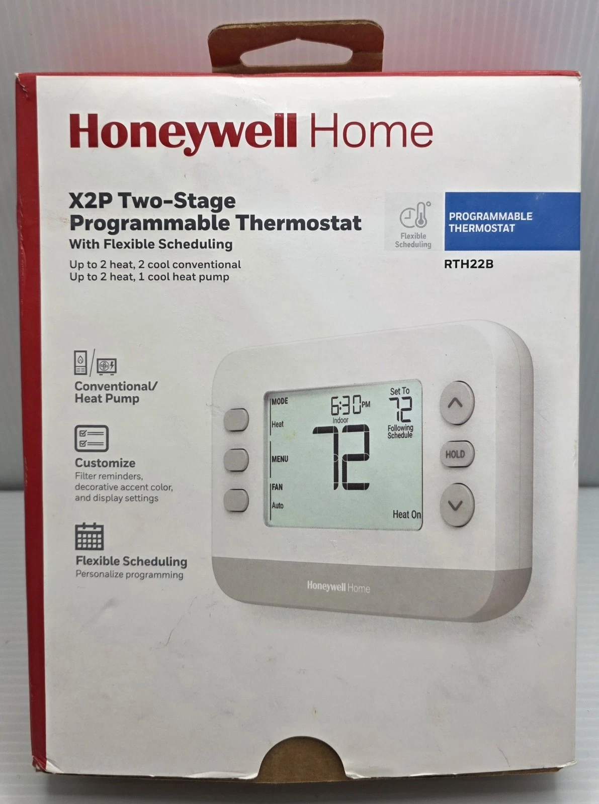 HONEYWELL HOME RTH22B X2P 2-STAGE PROGRAMMABLE THERMOSTAT CONVENTIONAL / HEAT