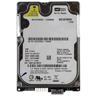 WESTERN DIGITAL WD10TMVW-11ZSMS5 HHMTJHBN WXC1A 1TB 2.5'' 15JUN2011 THAILAND