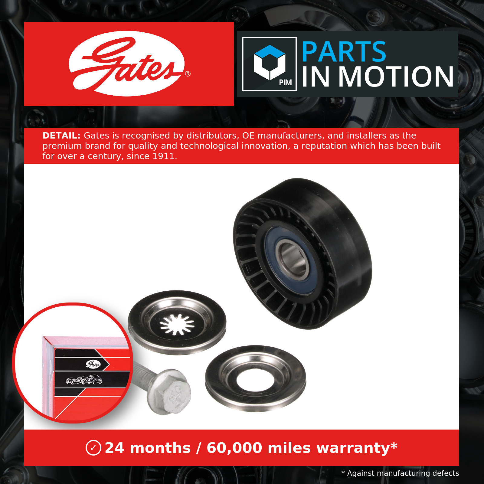 Aux Belt Idler Pulley fits DODGE AVENGER 2.0 2.4 07 to 14 Guide Deflection Gates - Image 28