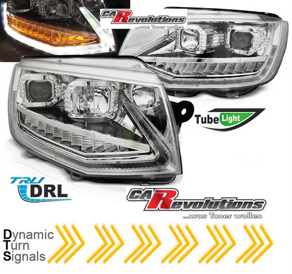Led Dynamische Blinker Tagfahrlicht Light Tube Scheinwerfer Chrom FüR VW T6 2015-image