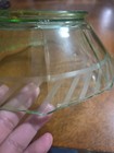 Antique Etched Ribbon Vaseline Deppression Glass Handled Bowl  — photo 3