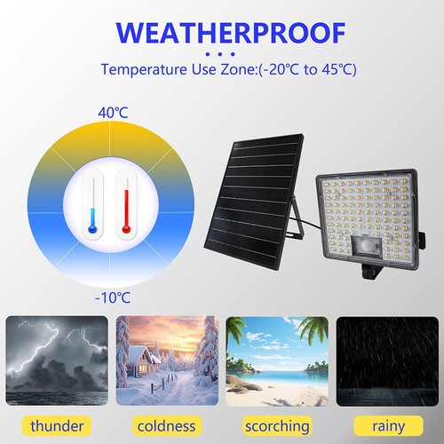 4800lm 3CCT Solar Flood Light Motion Sensor With Remote For Garden Porch Barn - Picture 7 of 14