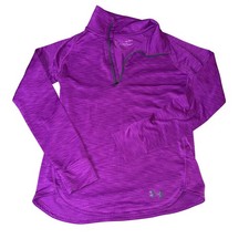 Under Armour ColdGear Purple Textured Quarter Zip Pullover Kids Large