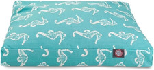 Teal Sea Horse Extra Large Rectangle Indoor Outdoor Pet Dog Bed with Removable W
