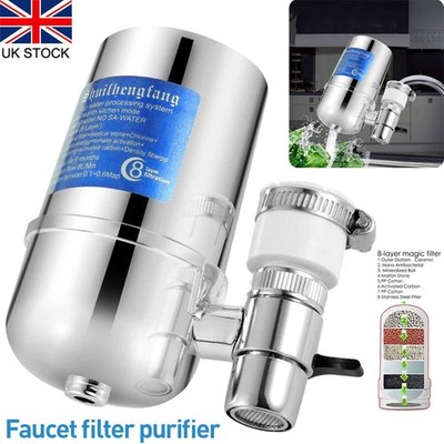 Leitungswasseraufbereiter Küche Bad Wasserhahn Filter Reiniger 8-lagiger Filter UK