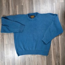 Eddie Bauer Mens Blue 100 Cotton Crewneck Ribbed Knit Sweater Size Large