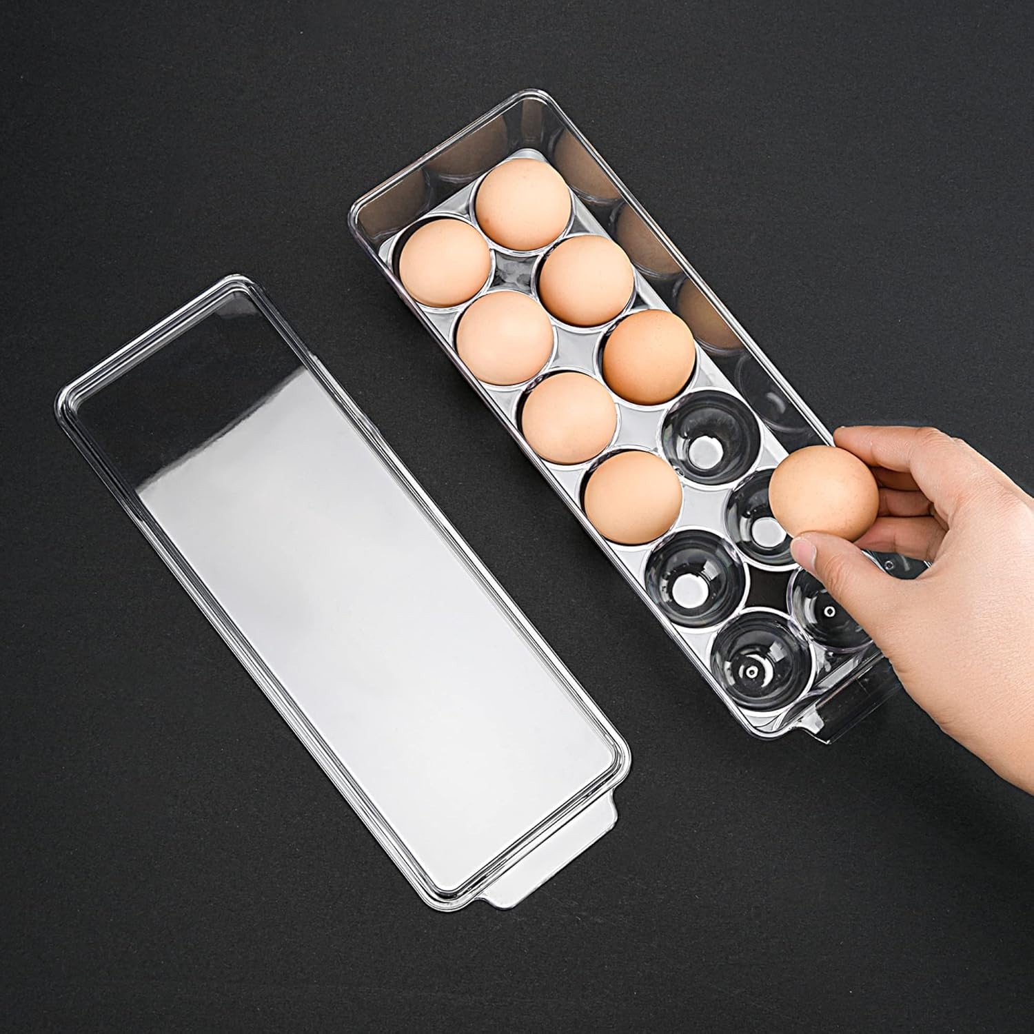 BPA-Free 12 Egg Holder - Clear Refrigerator Storage Box for Effortless Access