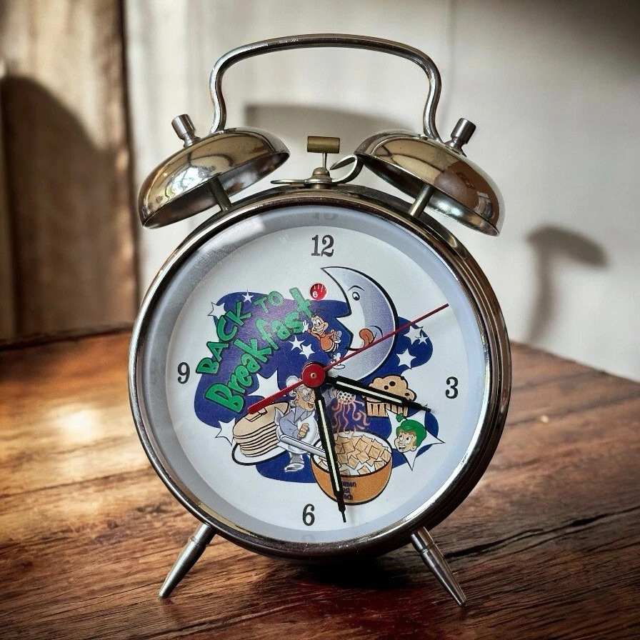 RARE VTG Retro Twin Alarm Clock Kellogg's Cheerios Lucky Charms Breakfast Works - Image 2 of 4
