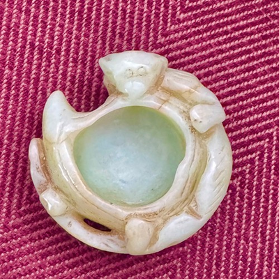 #ad #ad 19th Century Carved Chinese Jade Brush Washer Carved Dragon $500.00