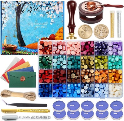 Comealltime Wax Seal Kit with Gift Box, 624 Pcs 24 Colors Multicolored 