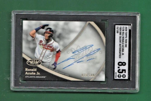 2020 Topps Tier One Talent Auto /100 # T1TA-RA Ronald Acuna Jr. SGC 8.5 NM-MT+