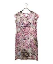 CHANEL Pink Camellia Print Dress Cotton Short Sleeve Size 36 S France SR1980