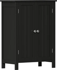Wooden Bathroom Floor Cabinet Storage Cupboard Home Furniture Organizer, Black