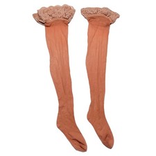 Frederick's of Hollywood Cassie Lace Top Scallop Stay Up Thigh Highs Nude 2X