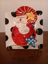 Mud Pie Christmas Santa Dish for Cookies Candy Treats Appetizer Plate