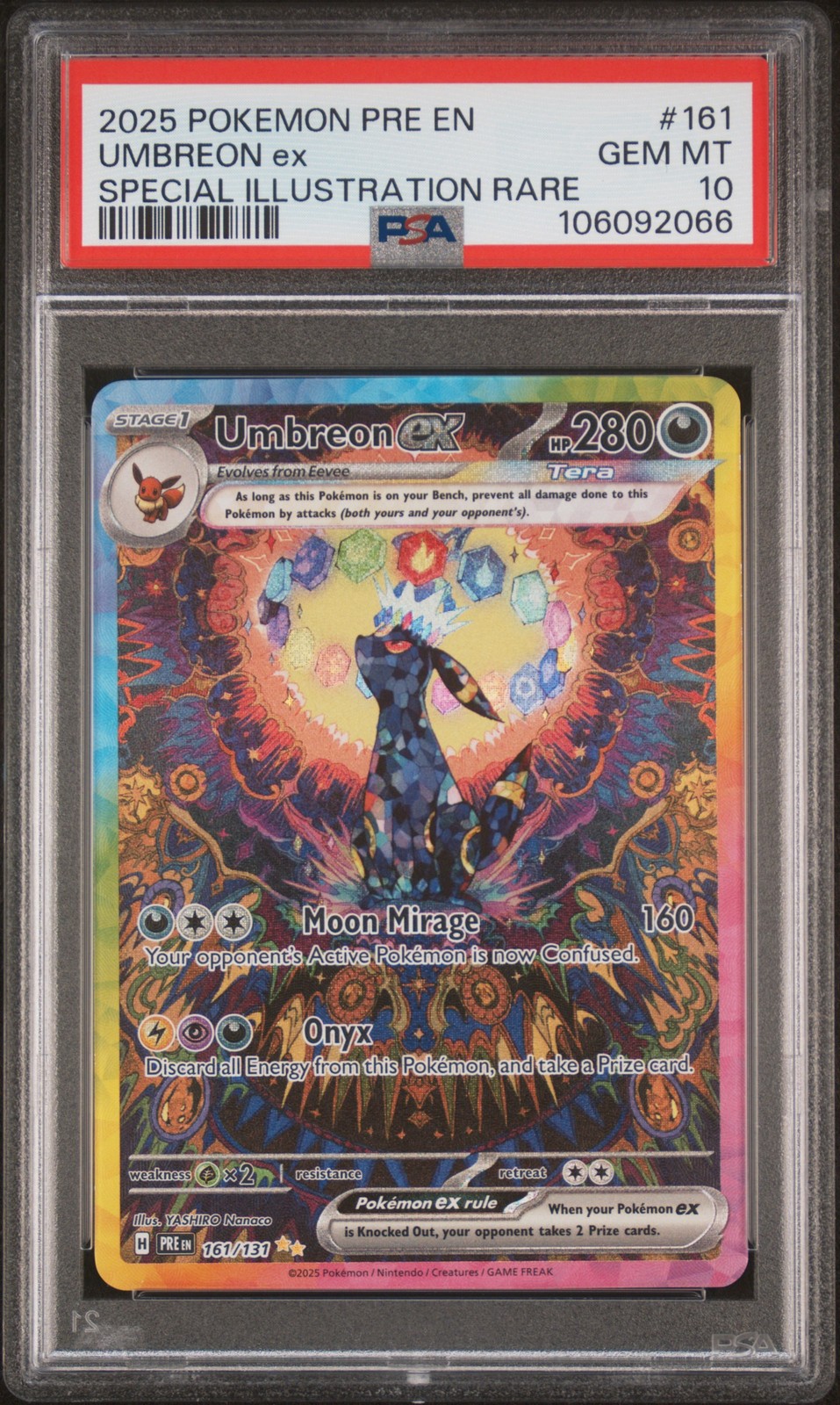2025 POKEMON PRE EN-PRISMATIC EVOLUTIONS #161 UMBREON EX PSA 10