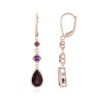 Cavill Damen Ohrringe Rhodolith 3,9Ct Sterlingsilber 925 RoséVergoldet