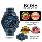 New Hugo Boss HB1513758 Hero Sport Lux Mens' Blue Stainless Chronograph Watch
