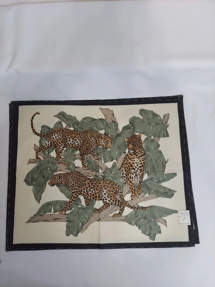 Nature's Wildlife Zebra Rhinoceros Giraffe Leppard Quilt Fabric Block (4) - Image 4 of 4