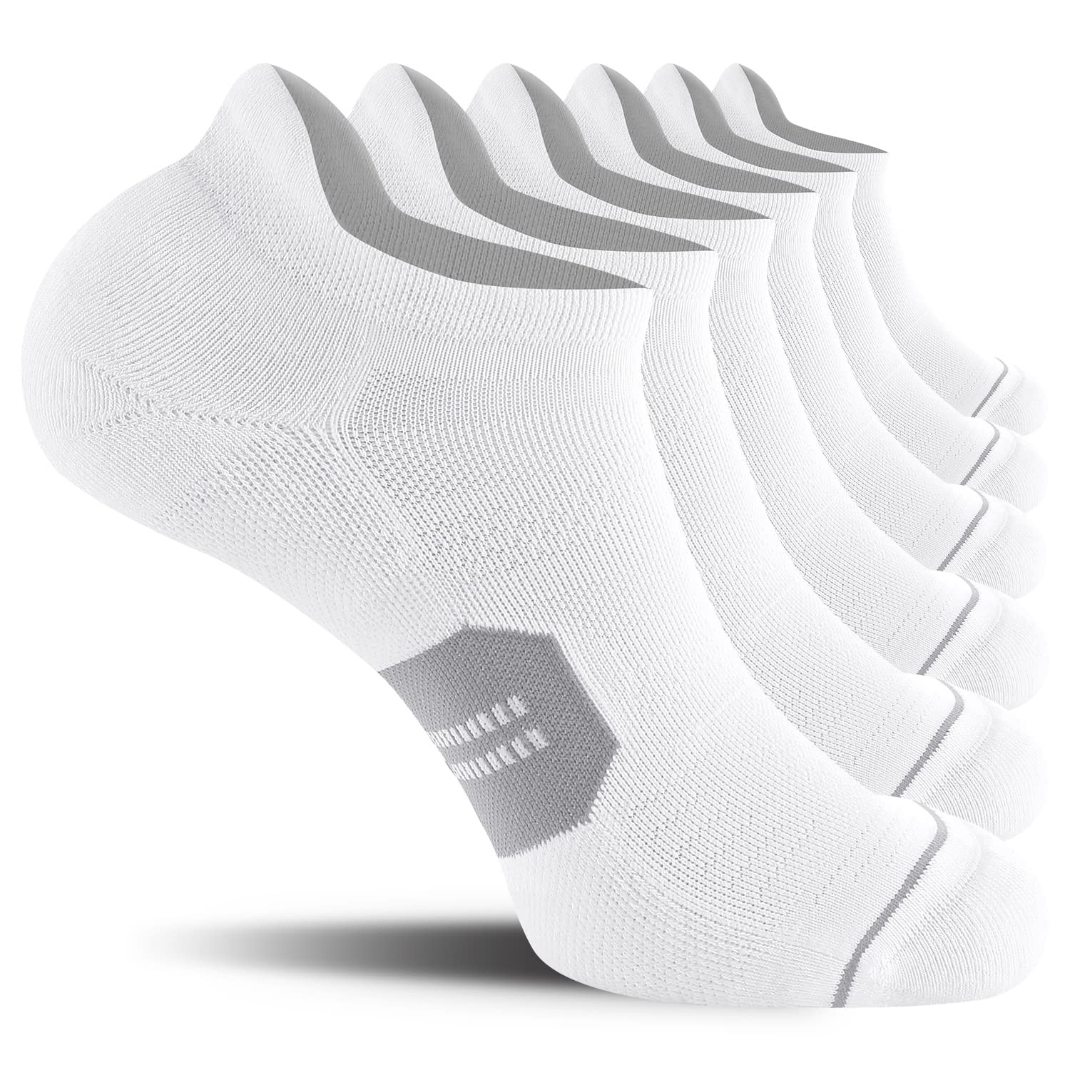 CelerSport 6 Pack Cushioned Low Cut No Show Running Socks for Men