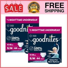 2 Box Goodnites Girls Nighttime Bedwetting Underwear, S/M 43-68 lbs , 44 Ct/Box
